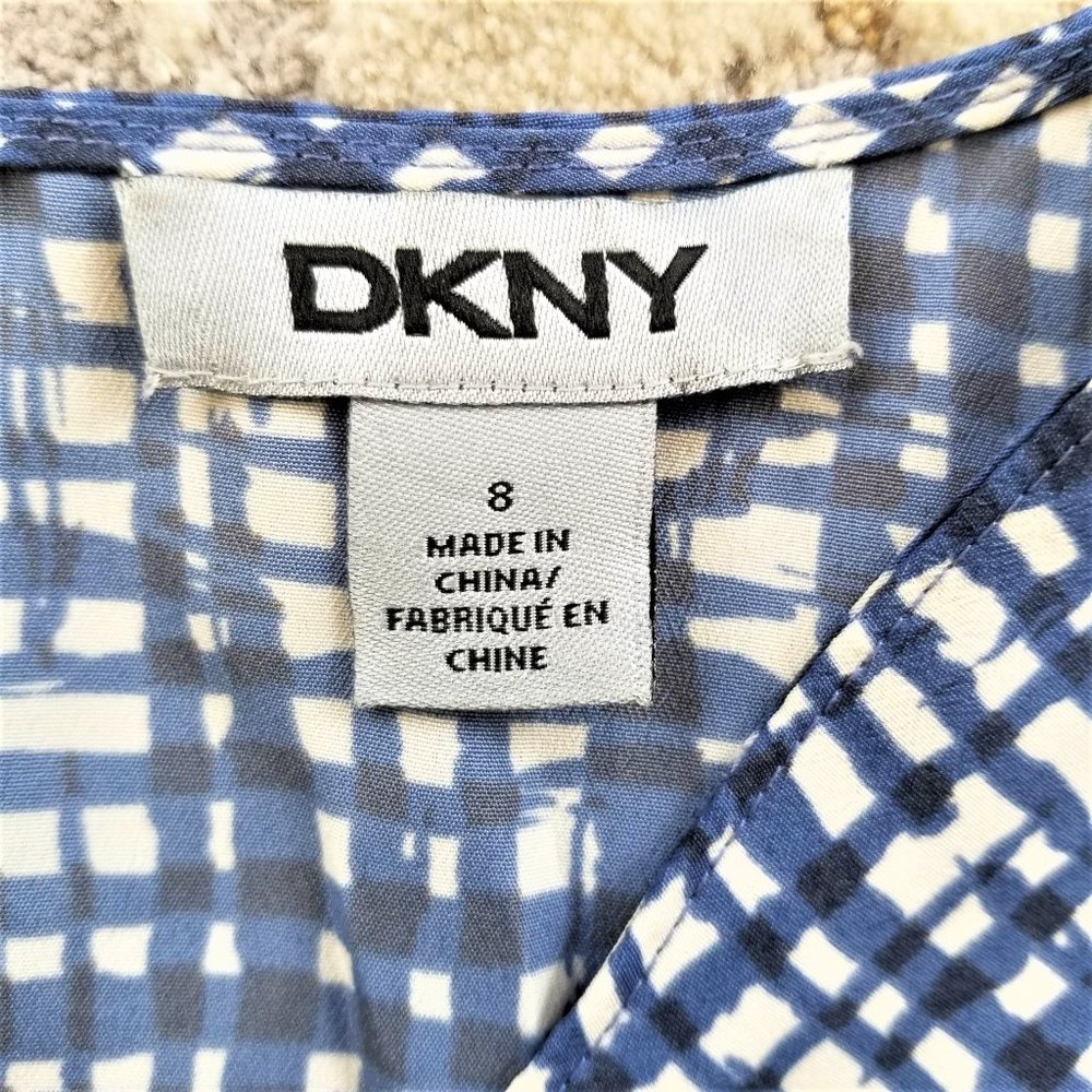 DKNY Brand Dress Royal Blue & White Print Women's Size 8 - Picture 11 of 11